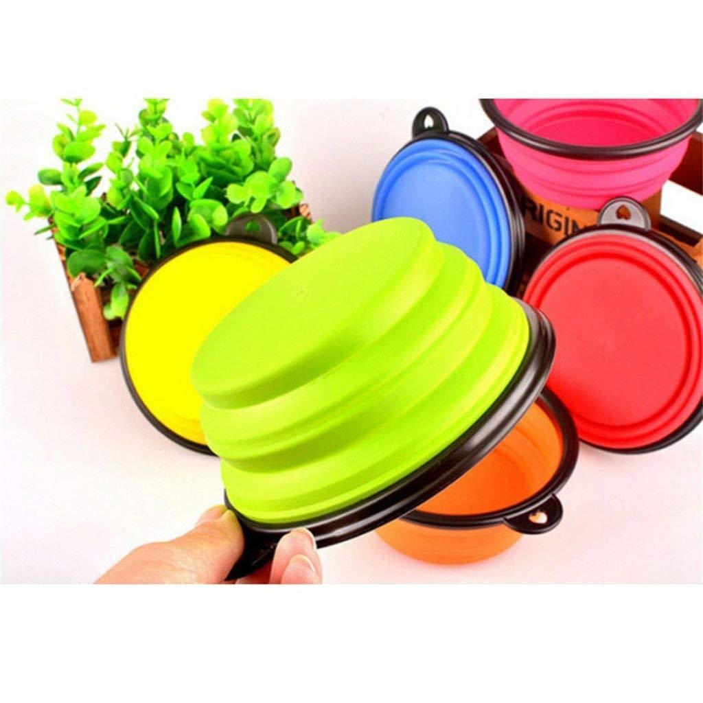 Qpets Collapsible Silicone Dog Bowl, Foldable Expandable Cup Dish for Pet Cat Food Water Feeding, Portable Travel Bowl with a Free Hook - Blue Qpets Collapsible Silicone Dog Bowl, Foldable Expandable Cup Dish for Pet Cat Food Water Feeding, Portable Travel Bowl with a Free Hook - Blue
